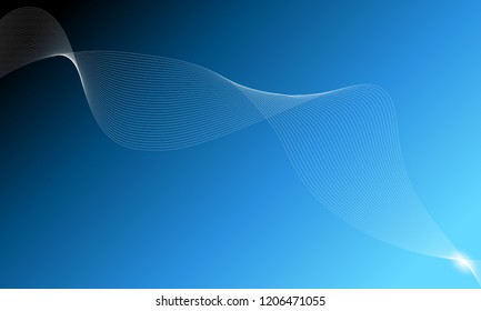 Abstract wave element for design. Digital frequency track equalizer. Stylized line art background. Colorful shiny wave with lines created using blend tool. Curved wavy line, smooth stripe Vector