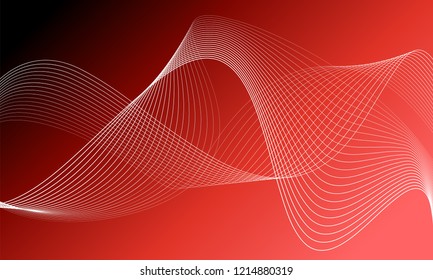 Abstract wave element for design. Digital frequency track equalizer. Stylized line art background. Colorful shiny wave with lines created using blend tool. Curved wavy line, smooth stripe Vector