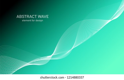 Abstract wave element for design. Digital frequency track equalizer. Stylized line art background. Colorful shiny wave with lines created using blend tool. Curved wavy line, smooth stripe Vector