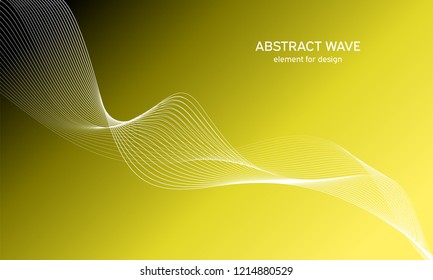 Abstract wave element for design. Digital frequency track equalizer. Stylized line art background. Colorful shiny wave with lines created using blend tool. Curved wavy line, smooth stripe Vector