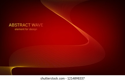Abstract wave element for design. Digital frequency track equalizer. Stylized line art background. Colorful shiny wave with lines created using blend tool. Curved wavy line, smooth stripe Vector