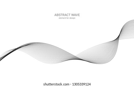 Abstract wave element for design. Digital frequency track equalizer. Stylized line art background. Vector illustration. Wave with lines created using blend tool. Curved wavy line, smooth stripe.