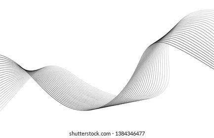 Abstract wave element for design. Digital frequency track equalizer. Stylized line art background. Vector illustration. Wave with lines created using blend tool. Curved wavy line, smooth stripe.