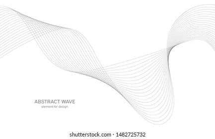 Abstract wave element for design. Digital frequency track equalizer. Stylized line art background. Vector illustration. Wave with lines created using blend tool. Curved wavy line, smooth stripe.
