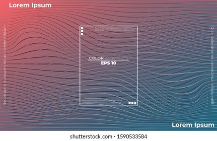 Abstract wave element for design. Digital frequency track equalizer. Stylized line art background. Vector illustration. Wave with lines created using blend tool. Curved wavy line, smooth stripe.