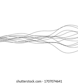 Abstract wave element for design. Digital frequency track equalizer. Stylized line art background. Vector illustration. Wave with lines created using blend tool. Curved wavy line, smooth stripe.