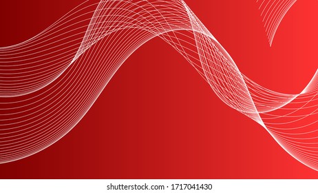 Abstract wave element for design. Digital frequency track equalizer. Stylized line art on red gradien background. Vector illustration.