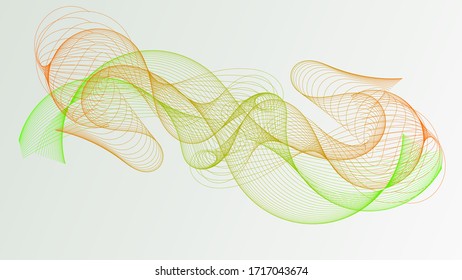 Abstract wave element for design. Digital frequency track equalizer with green and red color line. Stylized line art on grey gradien background. Vector illustration.