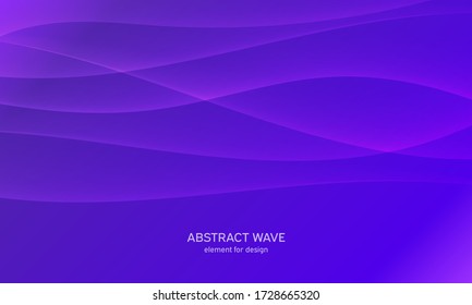 Abstract wave element for design. Digital frequency track equalizer. Stylized line art background. Colorful shiny wave with lines created using blend tool.Curved wavy line, smooth stripe Vector Purple
