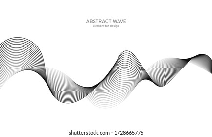 Abstract wave element for design. Digital frequency track equalizer. Stylized line art background. Vector illustration. Wave with lines created using blend tool. Curved wavy line, smooth stripe.