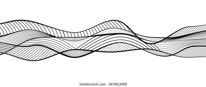 Abstract wave element for design. Digital frequency track equalizer. Stylized line art background. Vector illustration.
