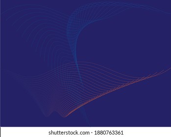 Abstract wave element for design. Digital frequency track equalizer. Stylized line art background. Vector illustration. Wave with lines created using blend tool. Curved wavy line, smooth stripe.