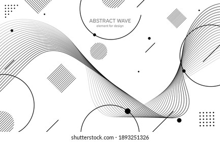 Elemento de onda abstracta para el diseño. Ecualizador de pista de frecuencia digital. Fondo artístico estilizado. Ilustración vectorial. Onda con líneas creadas con la herramienta de mezcla. Línea ondulada curvada, banda lisa