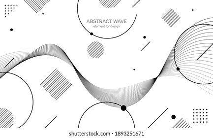 Elemento de onda abstracta para el diseño. Ecualizador de pista de frecuencia digital. Fondo artístico estilizado. Ilustración vectorial. Onda con líneas creadas con la herramienta de mezcla. Línea ondulada curvada, banda lisa