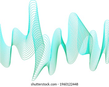 Abstract wave element for design. Digital frequency track equalizer. Stylized line art background. Vector illustration. Wave with lines created using blend tool. Curved wavy line, smooth stripe.