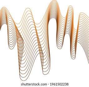 Abstract wave element for design. Digital frequency track equalizer. Stylized line art background. Vector illustration. Wave with lines created using blend tool. Curved wavy line, smooth stripe.