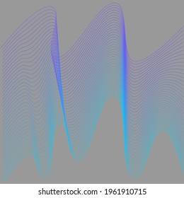 Abstract wave element for design. Digital frequency track equalizer. Stylized line art background. Vector illustration. Wave with lines created using blend tool. Curved wavy line, smooth stripe.