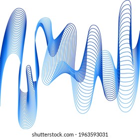 Abstract wave element for design. Digital frequency track equalizer. Stylized line art background. Vector illustration. Wave with lines created using blend tool. Curved wavy line, smooth stripe.