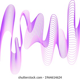Abstract wave element for design. Digital frequency track equalizer. Stylized line art background. Vector illustration. Wave with lines created using blend tool. Curved wavy line, smooth stripe.