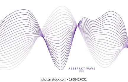Abstract wave element for design. Digital frequency track equalizer. Stylized line art background. Vector Background. Wave with lines created using blend tool. Curved wavy line, smooth stripe