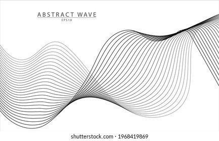 Abstract wave element for design. Digital frequency track equalizer. Stylized line art background. Vector Background. Wave with lines created using blend tool. Curved wavy line, smooth stripe