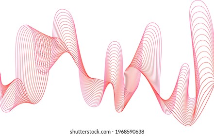 Abstract wave element for design. Digital frequency track equalizer. Stylized line art background. Vector illustration. Wave with lines created using blend tool. Curved wavy line, smooth stripe.