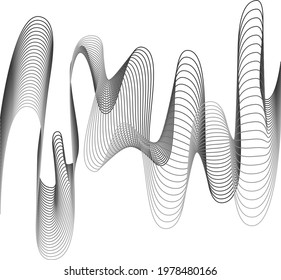 Abstract wave element for design. Digital frequency track equalizer. Stylized line art background. Vector illustration. Wave with lines created using blend tool. Curved wavy line, smooth stripe.