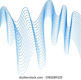 Abstract wave element for design. Digital frequency track equalizer. Stylized line art background. Vector illustration. Wave with lines created using blend tool. Curved wavy line, smooth stripe.