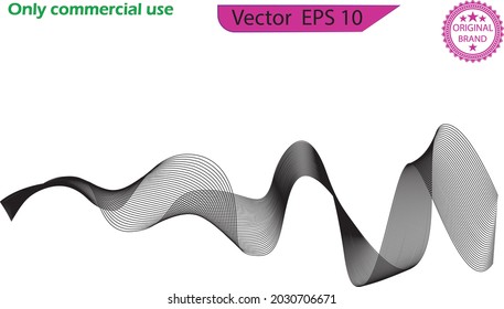 Abstract wave element for design. Digital frequency track equalizer. Stylized line art background.  Abstract wavy stripes on transparent background.