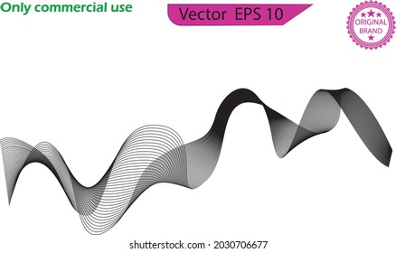 Abstract wave element for design. Digital frequency track equalizer. Stylized line art background.  Abstract wavy stripes on transparent background.
