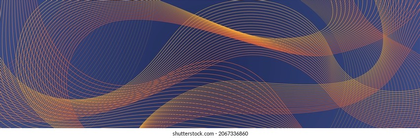 Elemento de onda abstracta para el diseño. Ecualizador de frecuencia digital. Fondo web de arte de línea panorámica estilizado - Ilustración vectorial
