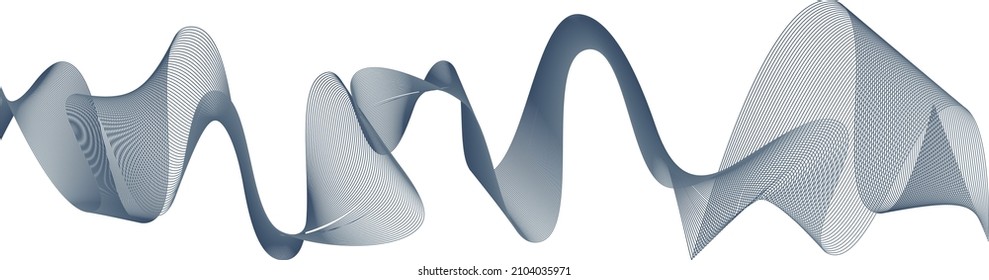 Abstract wave element for design. Digital frequency track equalizer. Stylized line art background. Vector illustration. Wave with lines created using blend tool. Curved wavy line, smooth stripe.