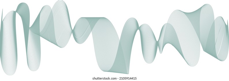 Abstract wave element for design. Digital frequency track equalizer. Stylized line art background. Vector illustration. Wave with lines created using blend tool. Curved wavy line, smooth stripe.