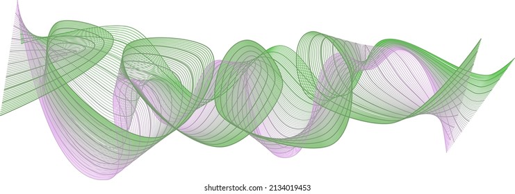 Abstract wave element for design. Digital frequency track equalizer. Stylized line art background. Vector illustration. Wave with lines created using blend tool. Curved wavy line, smooth stripe.