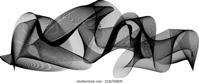 Abstract wave element for design. Digital frequency track equalizer. Stylized line art background. Vector illustration. Wave with lines created using blend tool. Curved wavy line, smooth stripe.