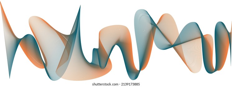 Abstract wave element for design. Digital frequency track equalizer. Stylized line art background. Vector illustration. Wave with lines created using blend tool. Curved wavy line, smooth stripe.