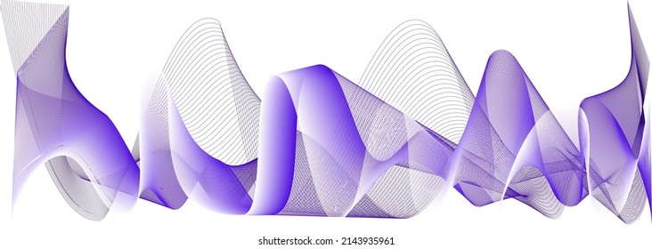 Abstract wave element for design. Digital frequency track equalizer. Stylized line art background. Vector illustration. Wave with lines created using blend tool. Curved wavy line, smooth stripe.