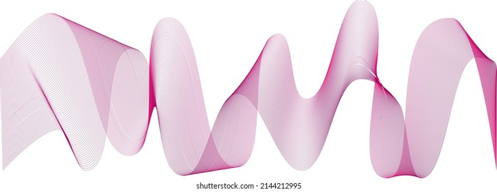 Abstract wave element for design. Digital frequency track equalizer. Stylized line art background. Vector illustration. Wave with lines created using blend tool. Curved wavy line, smooth stripe.