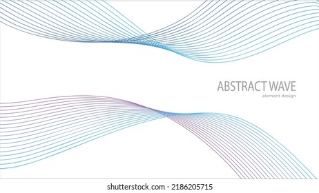 Abstract wave element for design. Digital frequency track equalizer. Stylized line art background. Vector illustration. Wave with lines created using blend tool. Curved wavy line, smooth stripe.