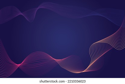Abstract wave element for design. Digital frequency track equalizer. Stylized line art background. Colorful shiny wave with lines created using blend tool. Curved wavy line, smooth stripe.Vector.White
