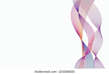 Abstract wave element for design. Digital frequency track equalizer. Stylized line art background. Colorful shiny wave with lines created using blend tool. Curved wavy line, smooth stripe.Vector.White