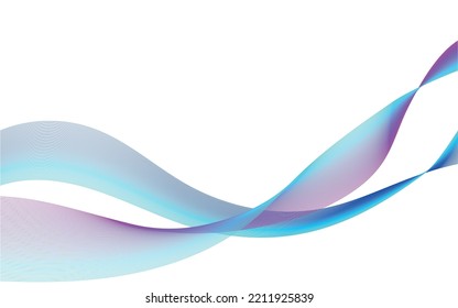 Abstract wave element for design. Digital frequency track equalizer. Stylized line art background. Colorful shiny wave with lines created using blend tool. Curved wavy line, smooth stripe.Vector.White