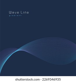Abstract wave element for design. Digital frequency track equalizer. Stylized line art background. Vector illustration. Wave with lines created using blend tool. Curved wavy line, smooth stripe.