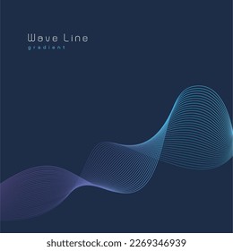 Abstract wave element for design. Digital frequency track equalizer. Stylized line art background. Vector illustration. Wave with lines created using blend tool. Curved wavy line, smooth stripe.