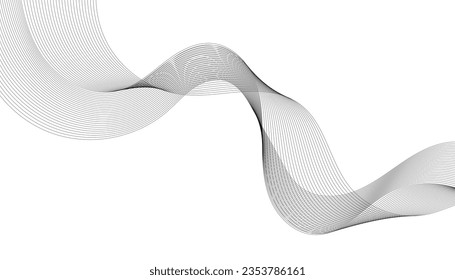 Abstract wave element for design. Digital frequency track equalizer. Stylized line art background. Vector illustration. Wave with lines created using blend tool. Curved wavy line, smooth stripe.