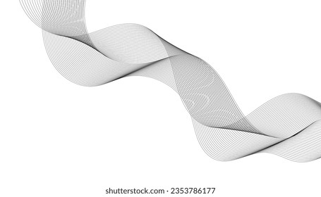Abstract wave element for design. Digital frequency track equalizer. Stylized line art background. Vector illustration. Wave with lines created using blend tool. Curved wavy line, smooth stripe.