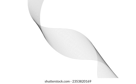 Abstract wave element for design. Digital frequency track equalizer. Stylized line art background. Vector illustration. Wave with lines created using blend tool. Curved wavy line, smooth stripe.