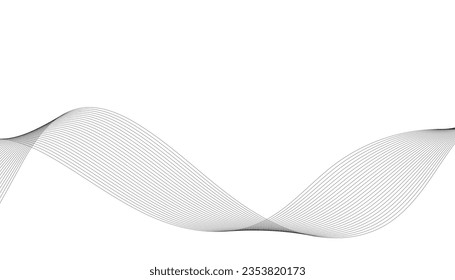 Abstract wave element for design. Digital frequency track equalizer. Stylized line art background. Vector illustration. Wave with lines created using blend tool. Curved wavy line, smooth stripe.