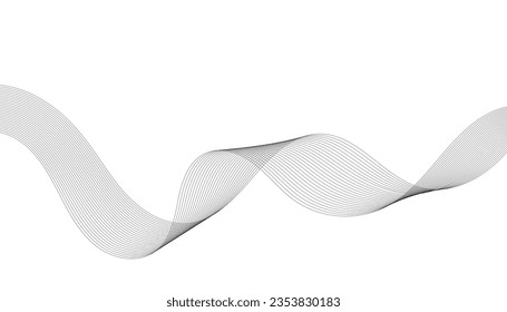 Abstract wave element for design. Digital frequency track equalizer. Stylized line art background. Vector illustration. Wave with lines created using blend tool. Curved wavy line, smooth stripe.