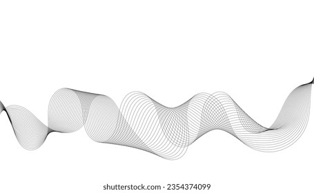 Abstract wave element for design. Digital frequency track equalizer. Stylized line art background. Vector illustration. Wave with lines created using blend tool. Curved wavy line, smooth stripe.